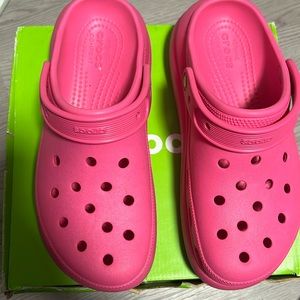 Barbie pink platform crocs